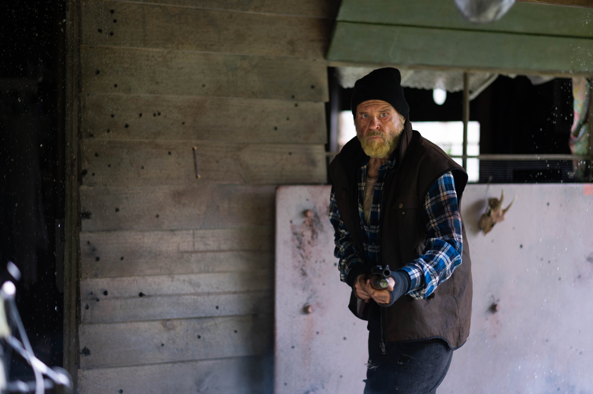 Actor Marshall Napier in action as Summers on the set of Northspur